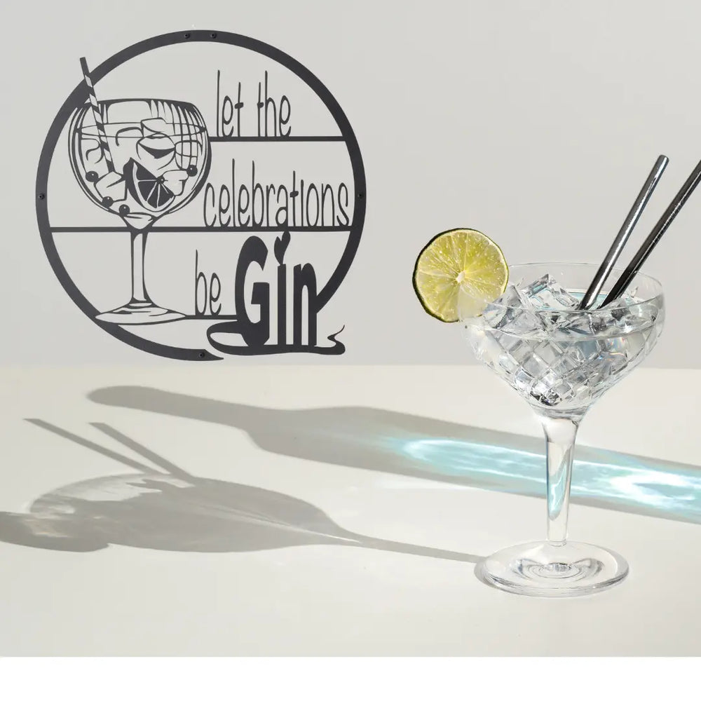Let The Celebrations Be Gin - Humorous Metal Wall Art Rusper & Pines