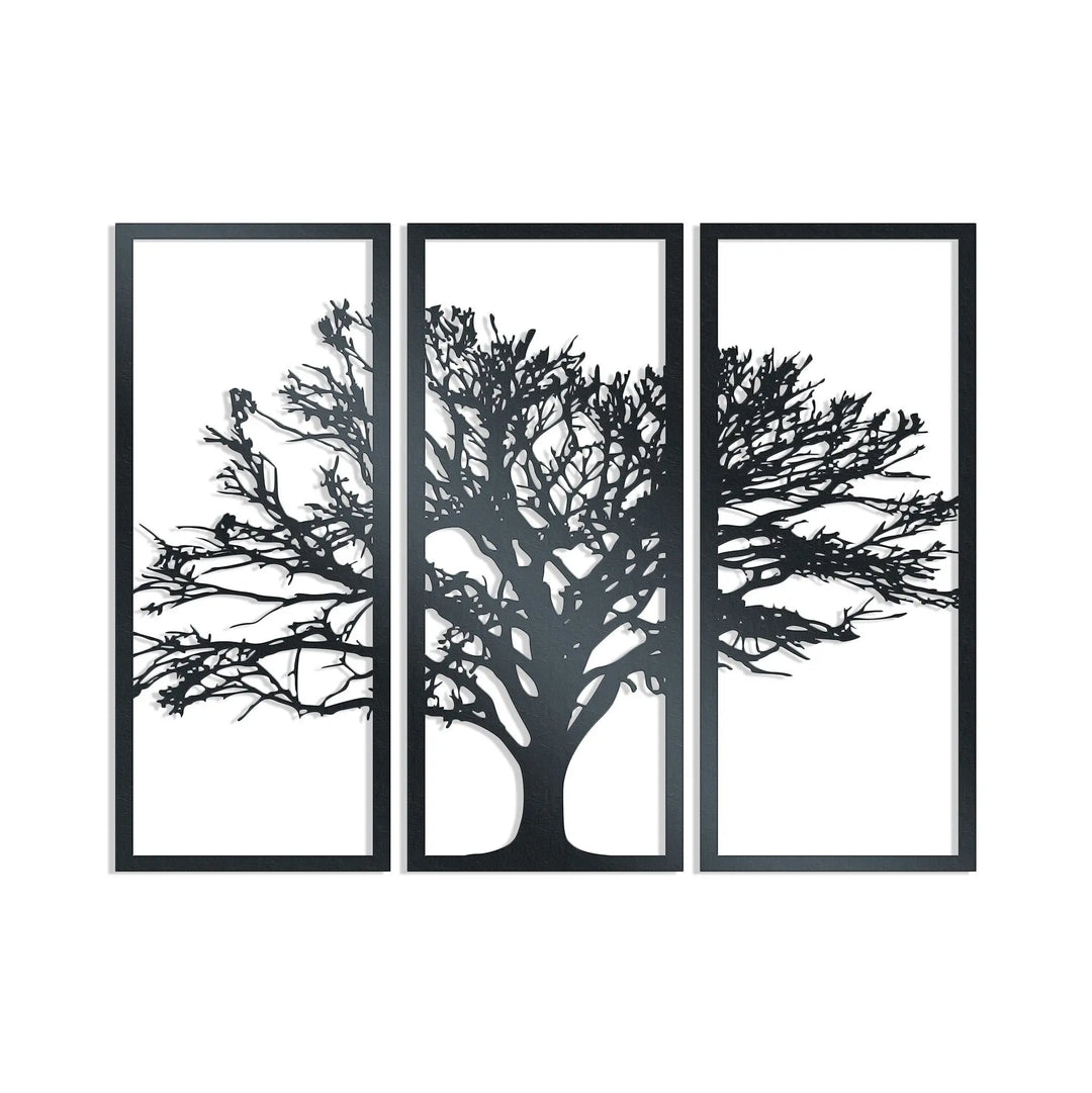 Tree Metal wall art decor of a tree in three panels creating a large impact on any wall.