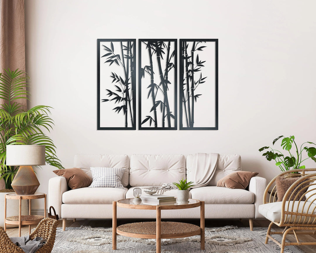 bamboo metal wall art - rusper and pines