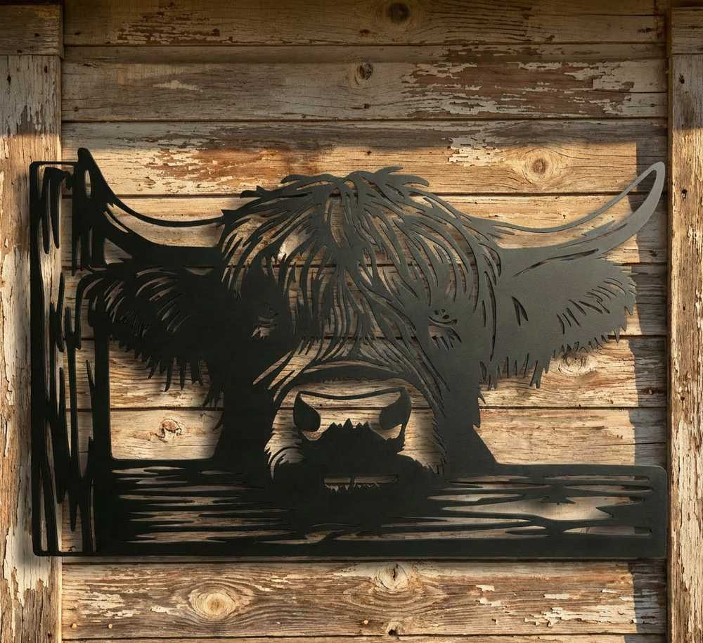 Highland Cow Metal Wall Art – Rustic - Rusper & Pines