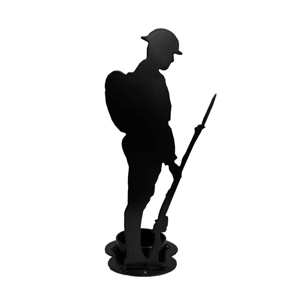 Lest We Forget Metal Soldier Silhouette Tea Light Holder- Home Remembrance Decor - Rusper & Pines