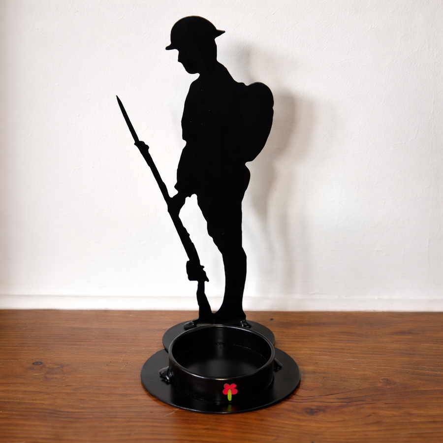 Lest We Forget Metal "Tommy" Soldier Silhouette Tea Light Holder- Home Remembrance Decor - Rusper & Pines