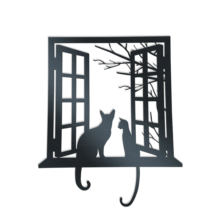 Cat Metal Wall Art - Cats in the Window Rusper & Pines