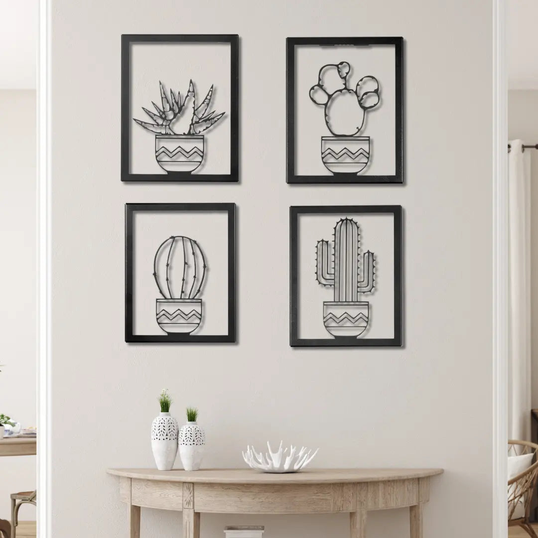 Metal Cactus Wall Set of 4 Rusper & Pines