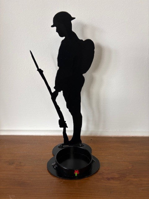 Lest We Forget Metal Soldier Silhouette Tea Light Holder- Home Remembrance Decor