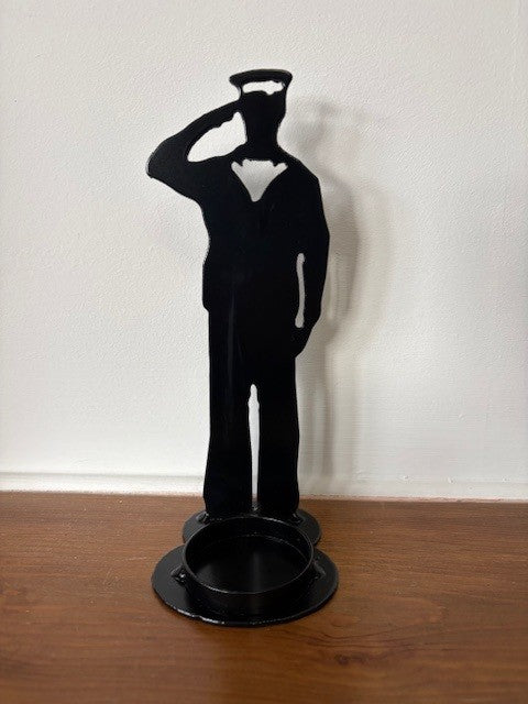 Lest We Forget Metal Sailor Silhouette Tea Light Holder- Home Remembrance Decor