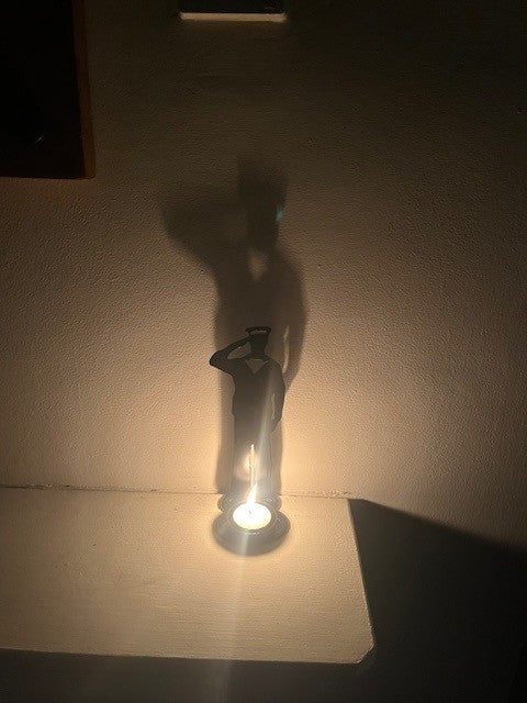 Lest We Forget Metal Sailor Silhouette Tea Light Holder- Home Remembrance Decor