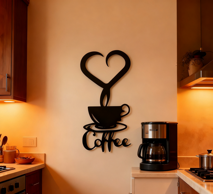 Coffee Cup Metal Wall Art – Coffee Bar Decor, Kitchen Wall Decor, Coffee Lover Gift - Rusper & Pines