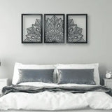 metal wall art lotus flower in three framed panels