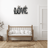Metal Wall Decor of word Love with roses and butterfly's