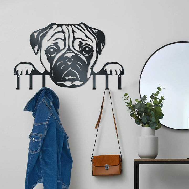 Pug Metal Wall Art and Hanger Rusper & Pines