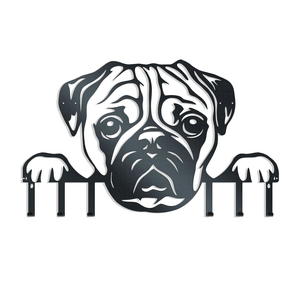 Pug - Metal wall Art and Hanger Rusper & Pines