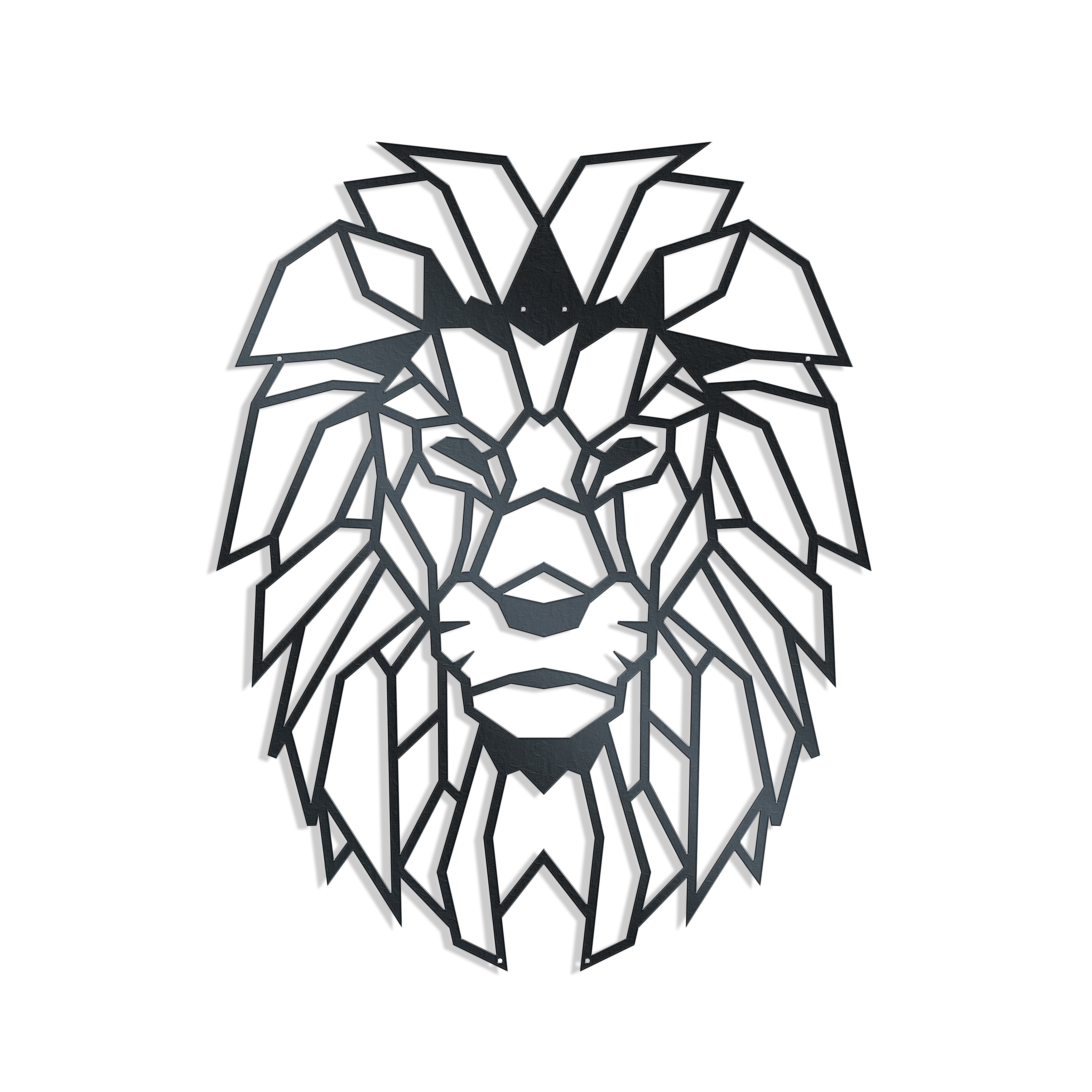Metal wall art lion head. Geometric design shows off the proud nature of the lion in all its glory.