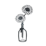 Metal wall decor of a Gerbera flower in a vase, showing great detail of the flower