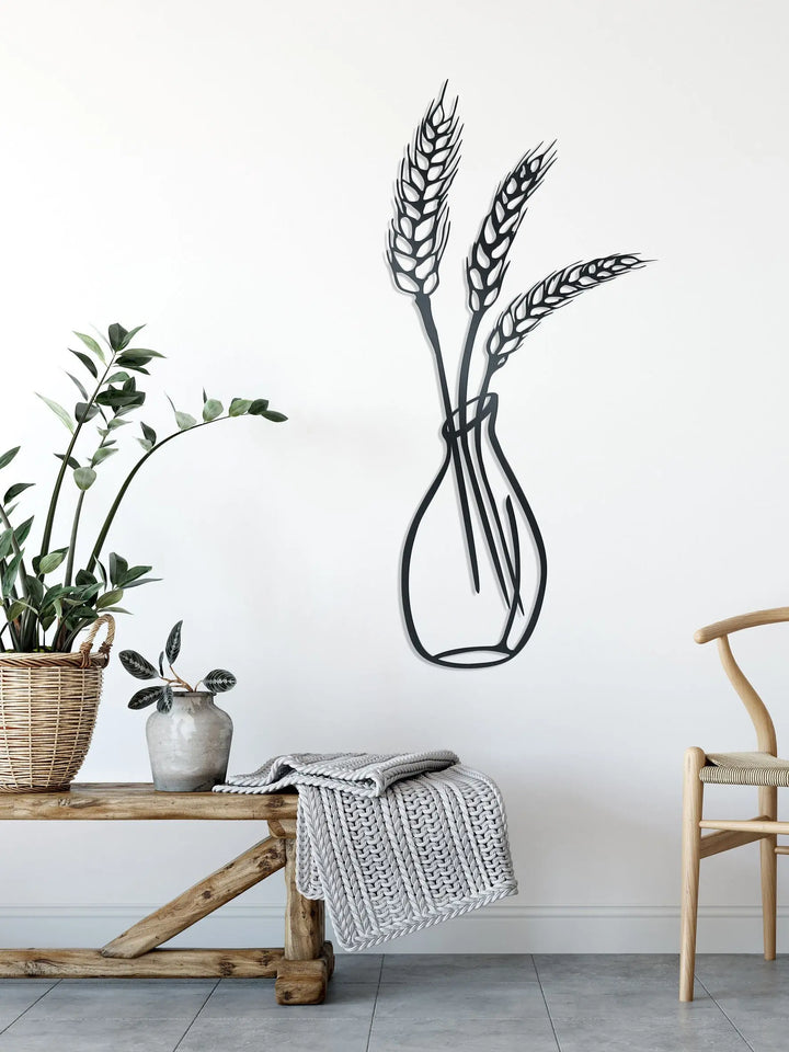 Flower Spikes in Vase - Metal Wall Art
