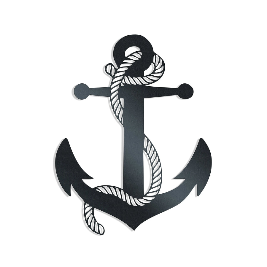 Metal Anchor Wall Art Decor with detailed rope from Rusper & Pines