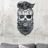 Bearded skull face with sunglasses, gothic, biker, barber, tattoo parlour