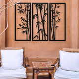 Creative bamboo designs wall art in three panels