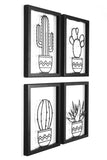Set of Four cacti metal wall decorations in frames, allows you to create a display on any wall in your home. stunning detailed designs.